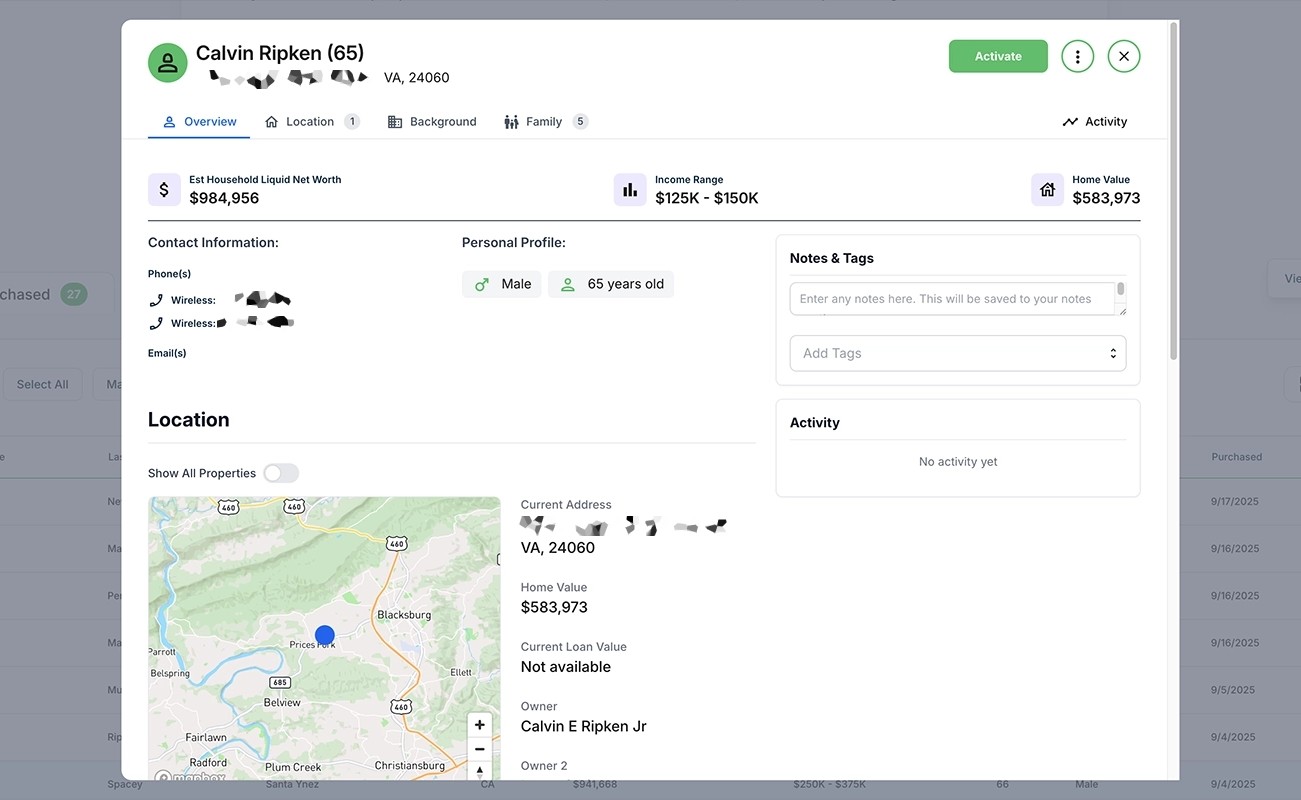 Enrich contact profile with data points